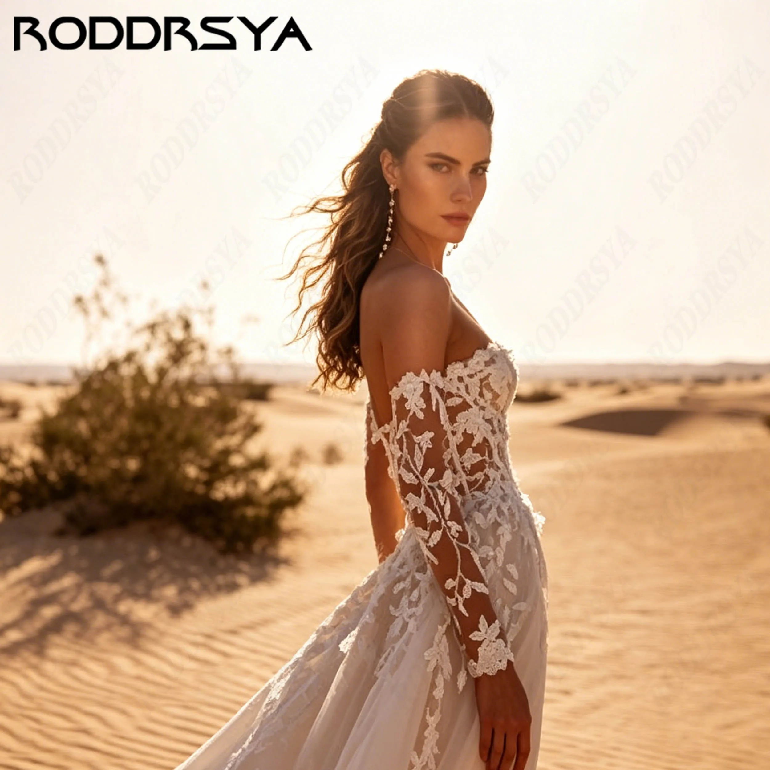 RODDRSYA Bohemian Lace Appliques Bridal Dress Detachable Sleeve A-Line Wedding Dresses Sweetheart Tulle Brautkleid Personalized