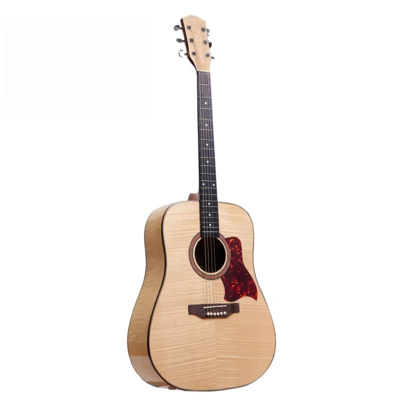 Natural Color Flame Maple Beautiful Acoustic Folk Guitar