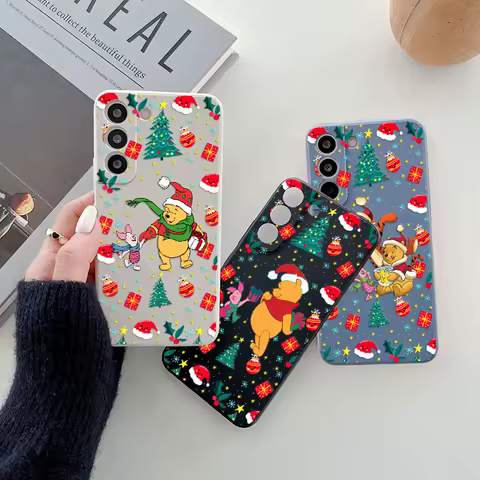 Christmas W-Winnie The Poohs Cartoon Phone Case For Samsung Galaxy S25 Ultra S24 S23 S22 Plus S21 S20 FE S10 S25Ultra Case Cover