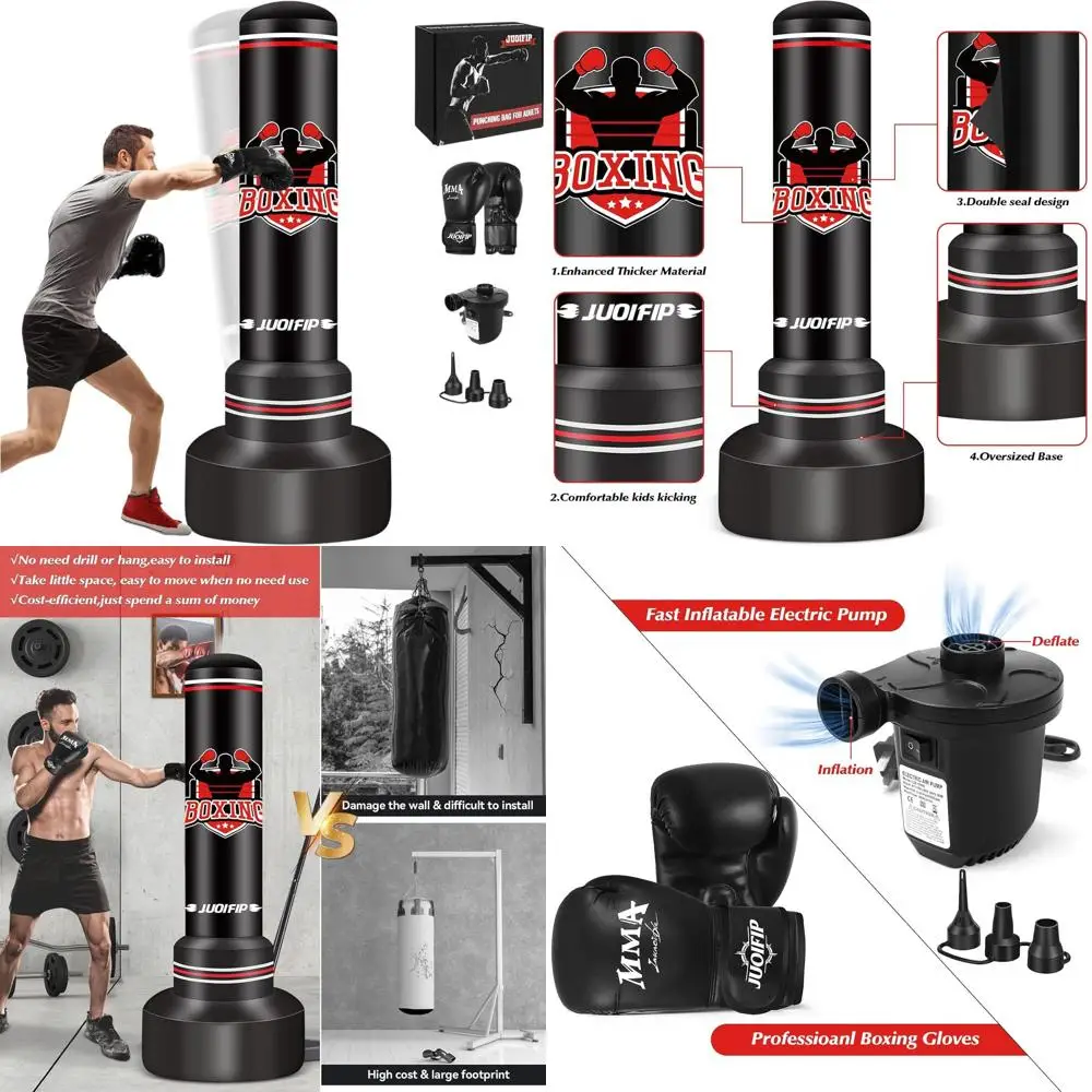 

Тяжелый боксерский мешок на стойке для взрослых и подростков, 70 дюймов, отдельно стоящий, с перчатками и электрическим AI-тренажером