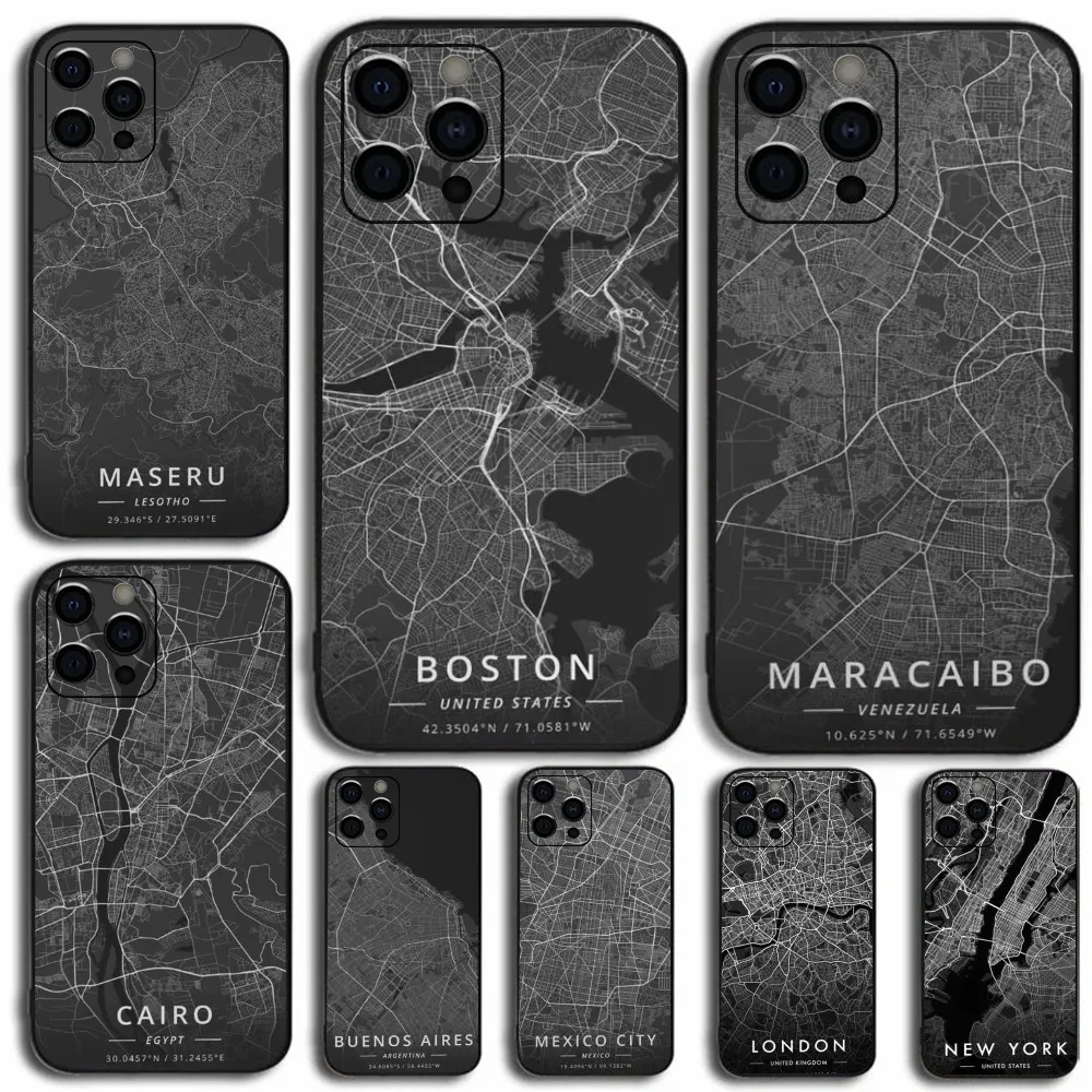 

Travel Country Sketch City Map Phone Case For Apple iPhone 15,14,13,12,11,Pro,X,XS,Max,XR,Plus,Mini Soft Black Cover