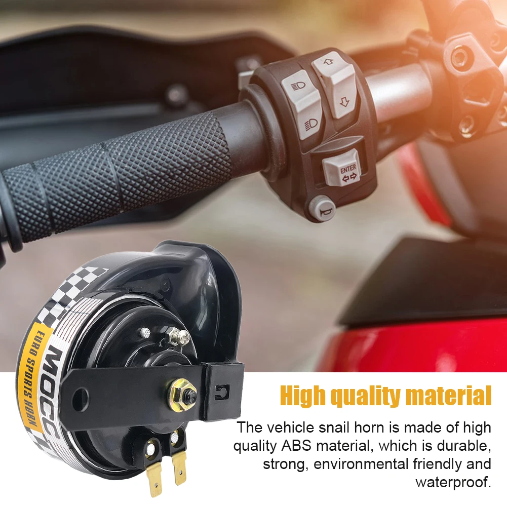 12V Motorcycle Horn Waterproof Universal Motorcycel Horn 130dB 510hz Electric Snail Horn Single-tone for Motorbike Truck Vehicle