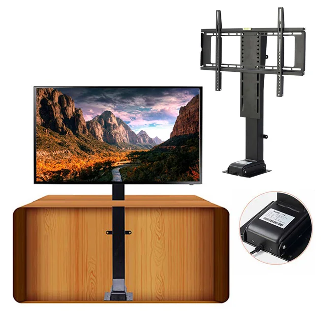 Motorized TV Mount Lift with Remote Control for 32-70inch Screens /Height Adjustable 1000mm Stroke Cabinet TV Lift TV Cart Stand
