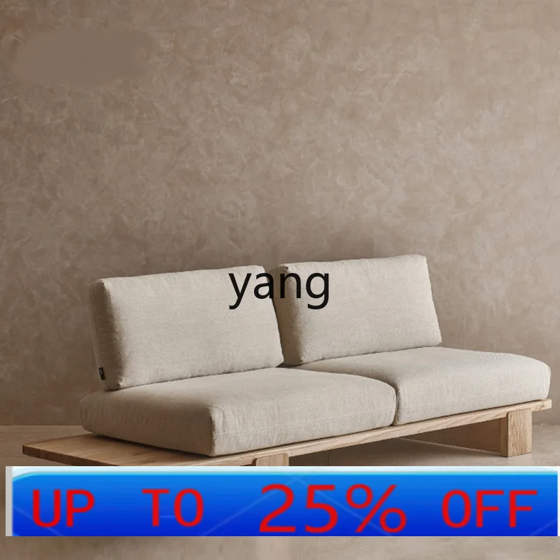 

LTT solid wood fabric removable and washable cafe double log wind sofa