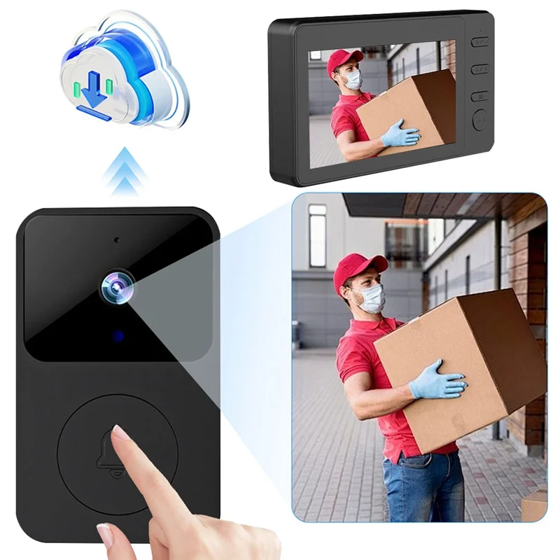 ABVJ-sistema inalámbrico de intercomunicación con timbre de vídeo Wifi con pantalla de 4,3 pulgadas visión nocturna IR Audio bidireccional para Villa Home