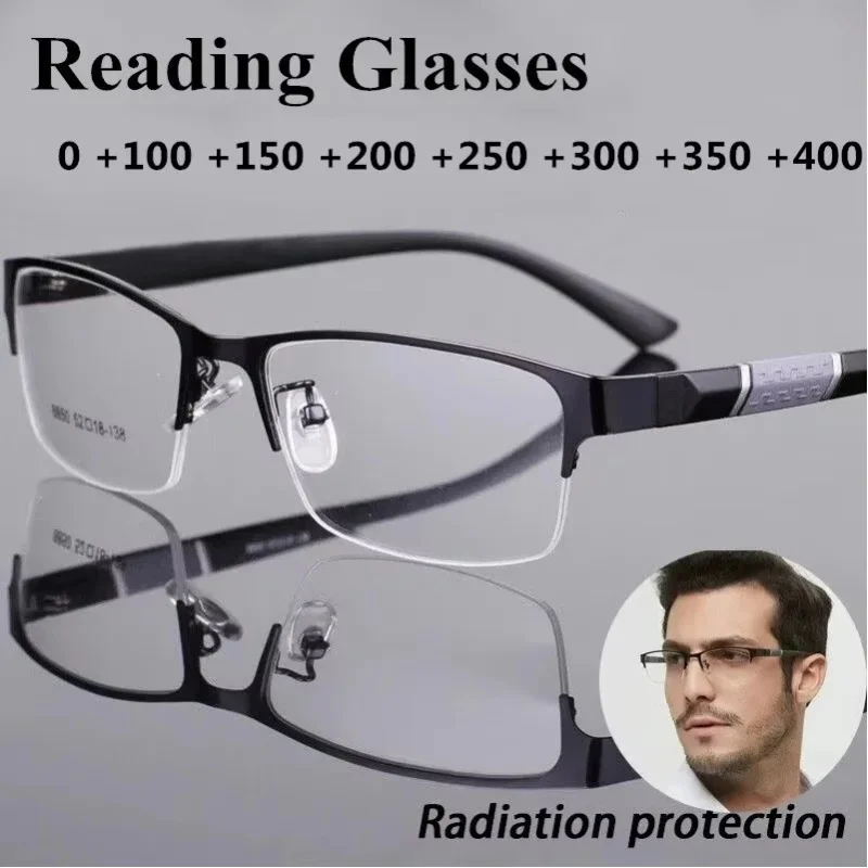 Herren-Lesebrille Retro Business Weitsichtbrille Anti-Blaulicht-Lesebrille 0 +1,0 Bis +4,0 Dioptrien Lesebrille