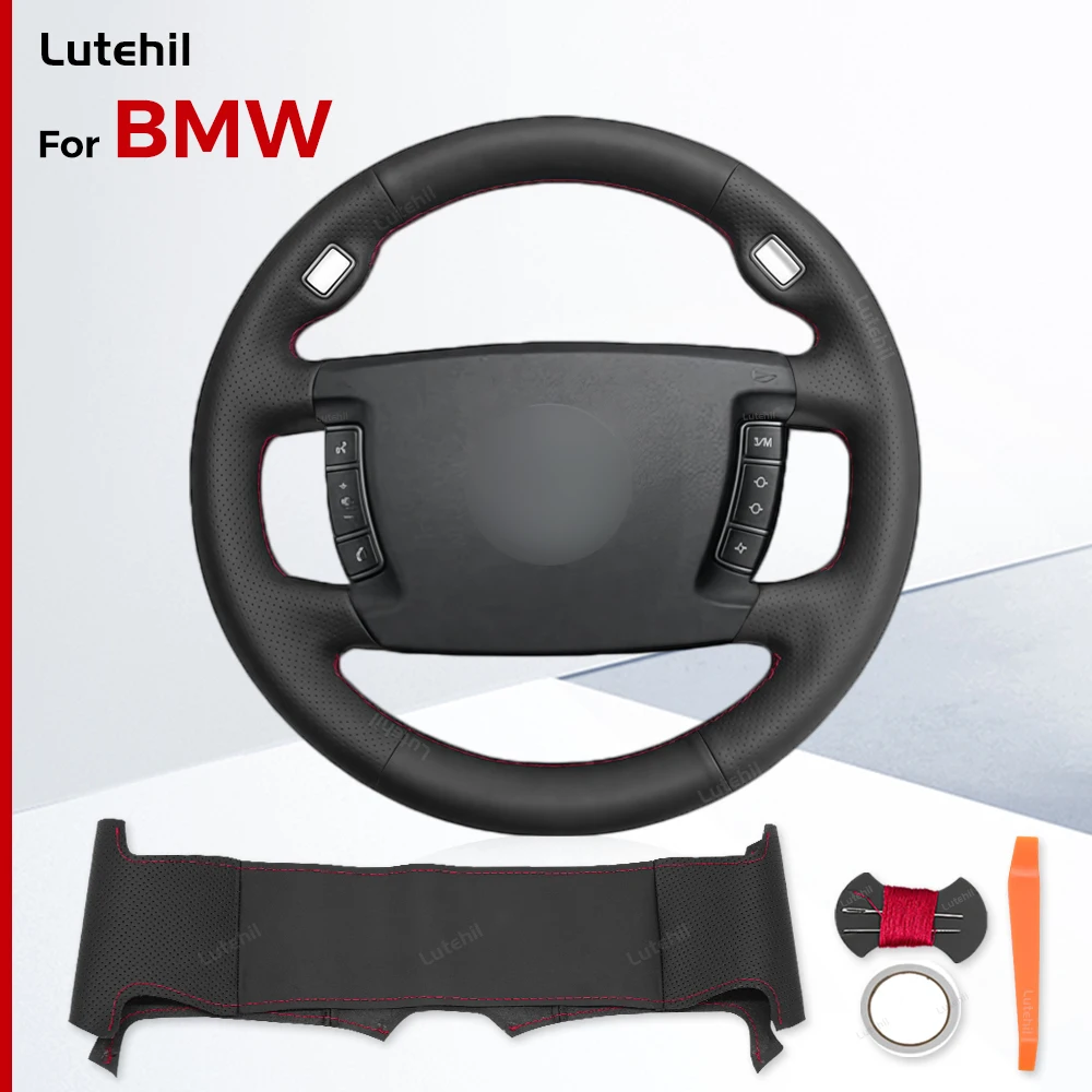 For BMW E65 E66 2001 2002 2003 2004 2005 2006 2007 2008 (4-Spoke) Custom Car Steering Wheel Braid Cover Hand Sewing DIY