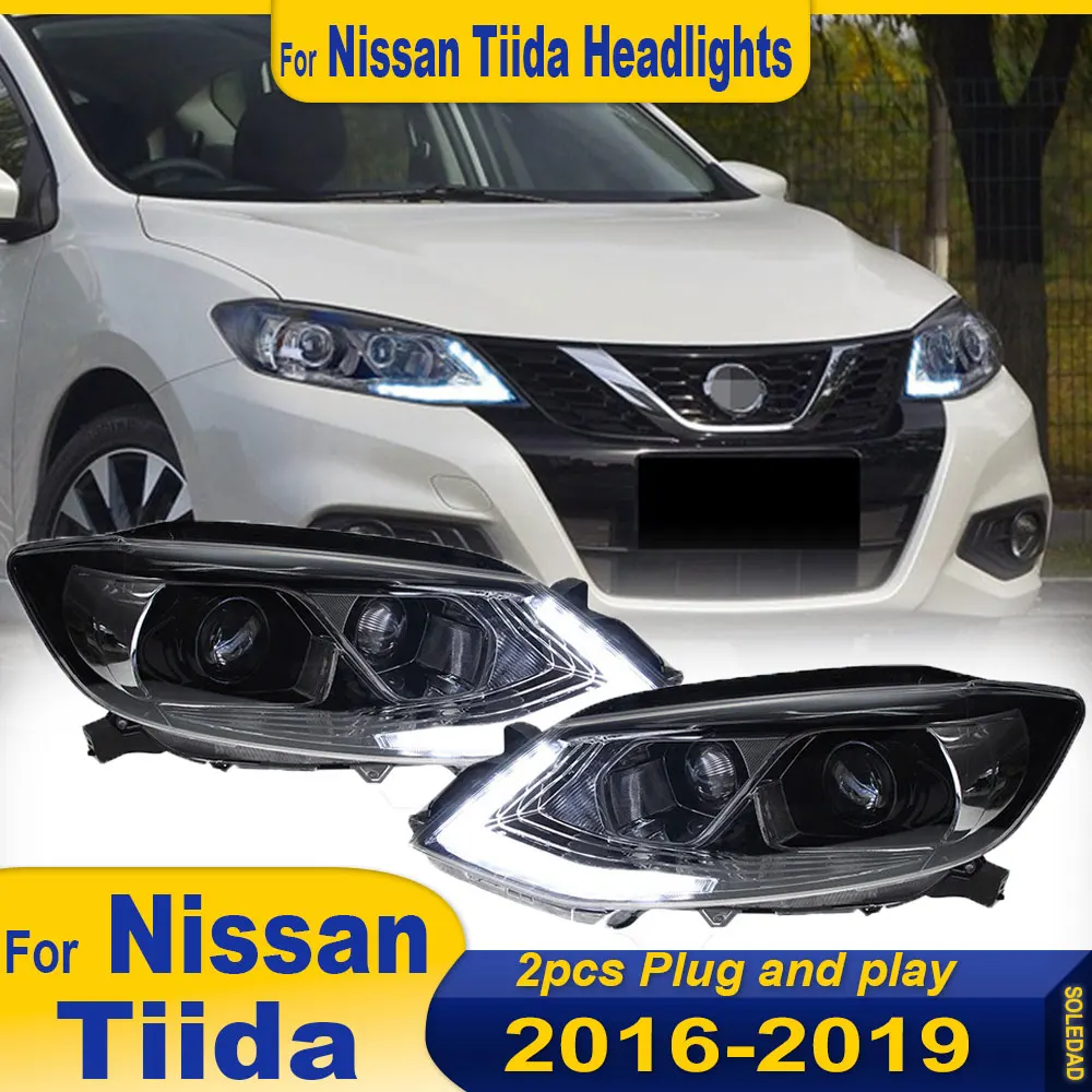 Car Styling for Nissan Tiida 2016 2017 2018 2019 LED Headlight DRL Running Turn Signal Light Led Projector Auto Accessorie