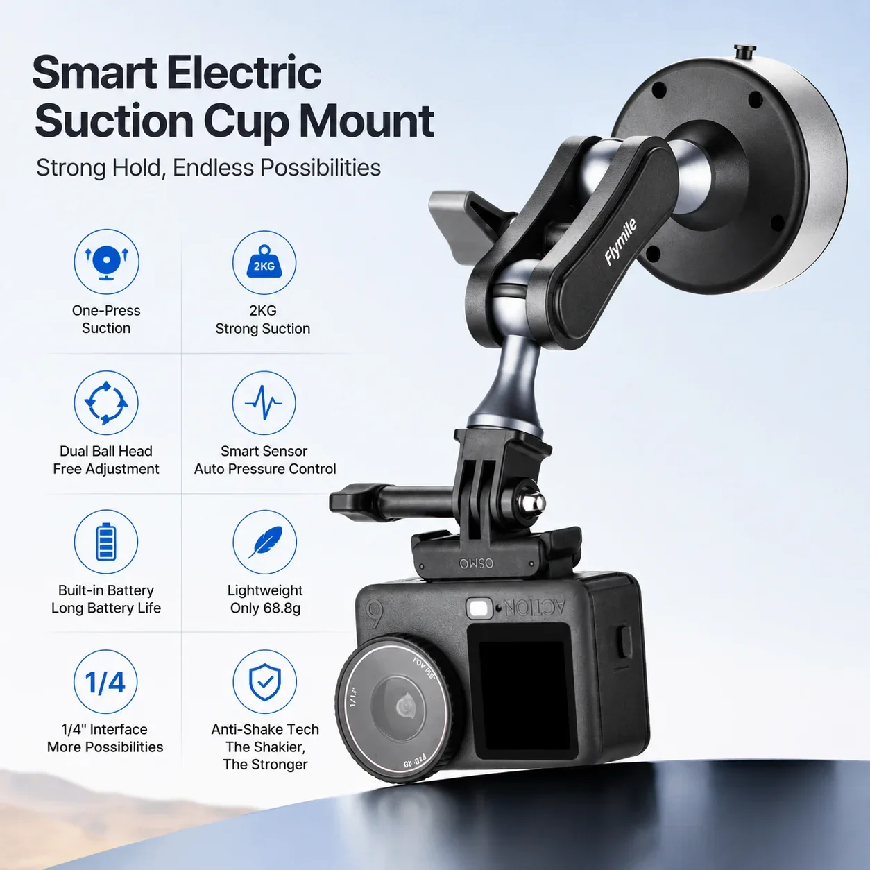 Electric Suction Cup Mount with 1/4