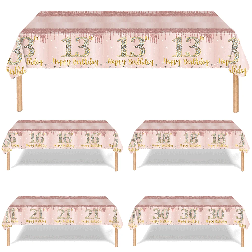 1/2/3 قطعة الذهب الوردي حفلة محور مفرش المائدة مستطيل 108 × 54 بوصة غطاء الطاولة 13th 16th 18th 21th 30th عيد ميلاد سطح المكتب ديكور
