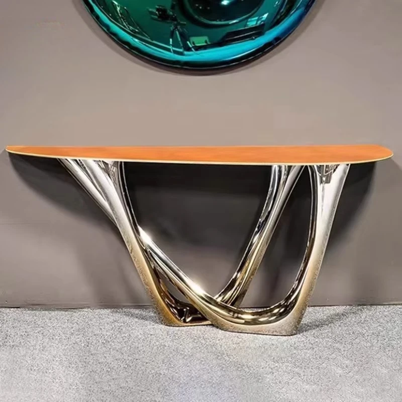xk-Designer Art Gradient Colour Entryway Cabinet Light Luxury Hotel Corridor Aisle Shaped Leaning Wall Decoration Table KZY-Z25）