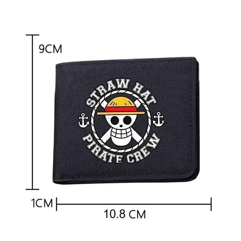 One Pieces Canvas Wallet Anime Luffy Zoro Short Folding Purse Cartoon Boy Card Holder Cute Kids Coin Photo Case Birthday Gifts