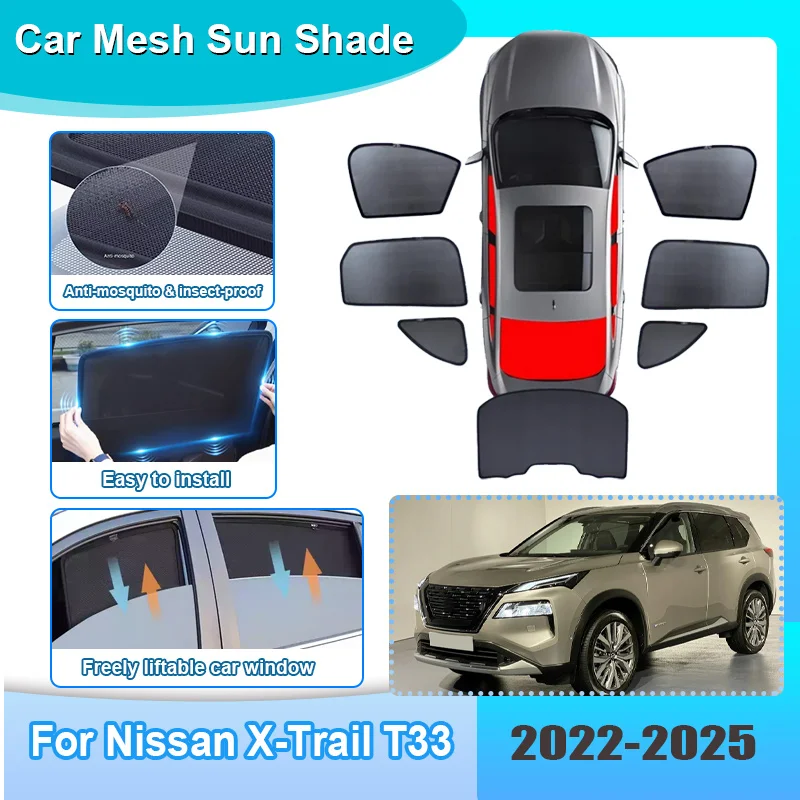 

Солнцезащитный козырек для автомобиля Nissan X-Trail T33 Rogue e-Power MK4 2022 2023 2024 2025, сетчатая шторка на лобовое стекло с защитой от УФ-излучения, автомобильные аксессуары