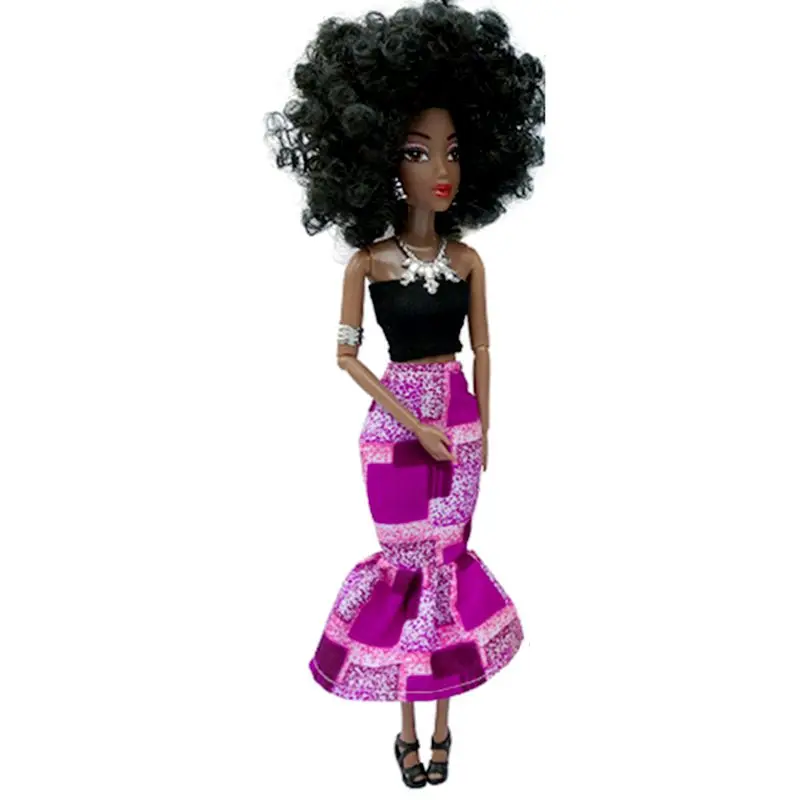 Muñeca negra femenina de 30cm, artículos Kawaii, figura de moda, pelo largo, juguetes para mujer, Barbie, juego para niños, regalo de cumpleaños