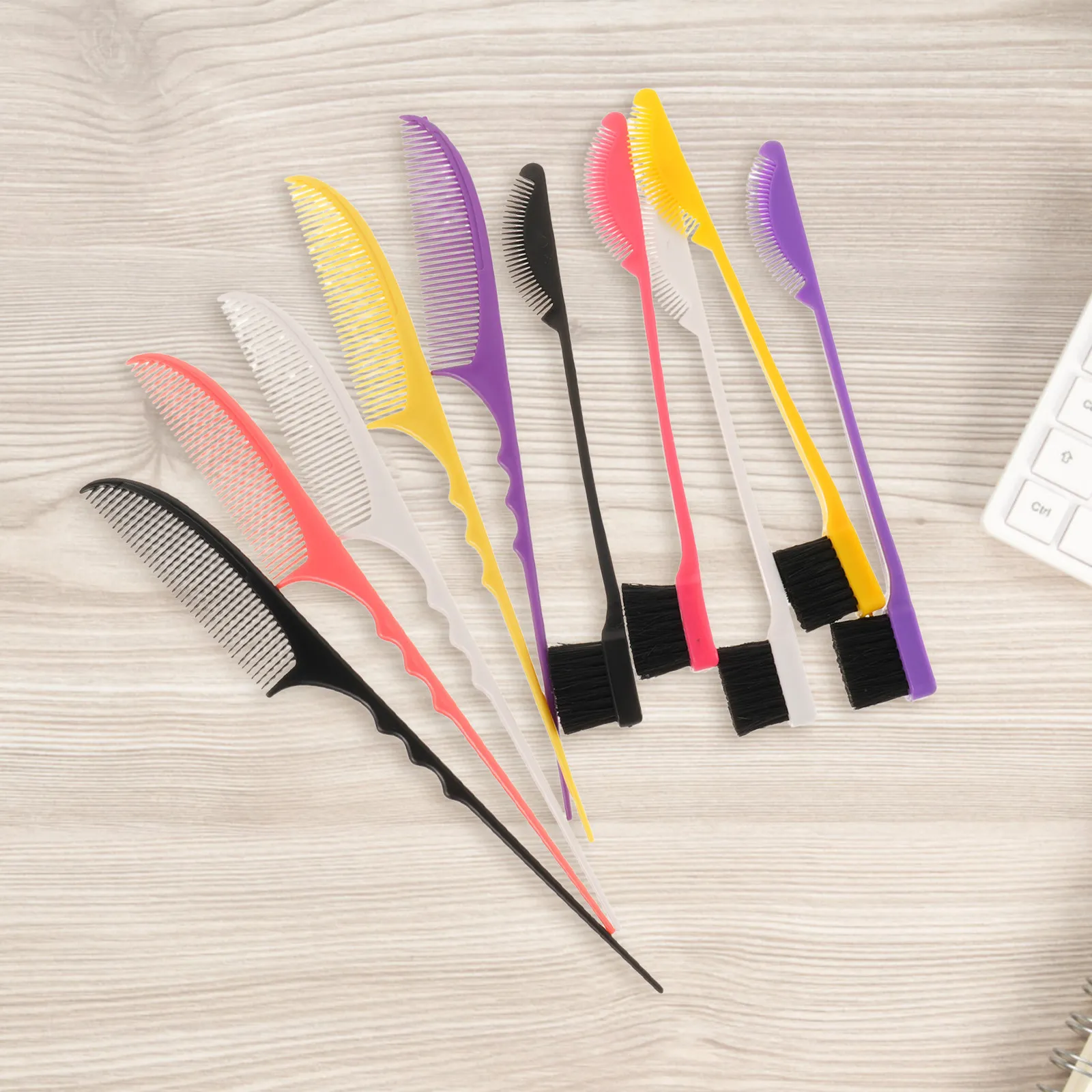 5Pairs Rat Tail Comb Eyebrow Brush Double Sided Teasing Comb Edge Hair Styling Brush for Slicking Hair Edges Natural Shaping