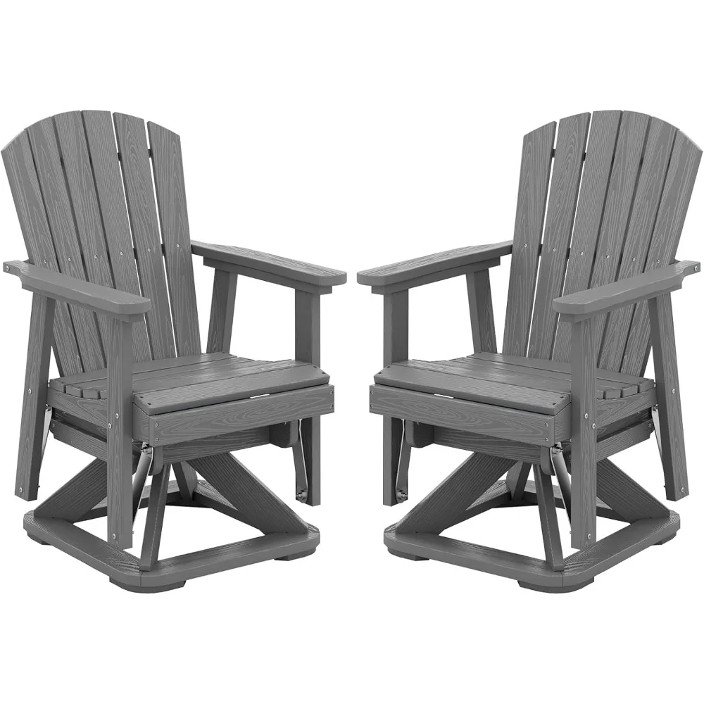 

Adirondack Style Swivel Glider Chairs, High-Density Polyethylene Outdoor Swivel Glider Set, 2-Piece Weather-Resistant Glider Cha