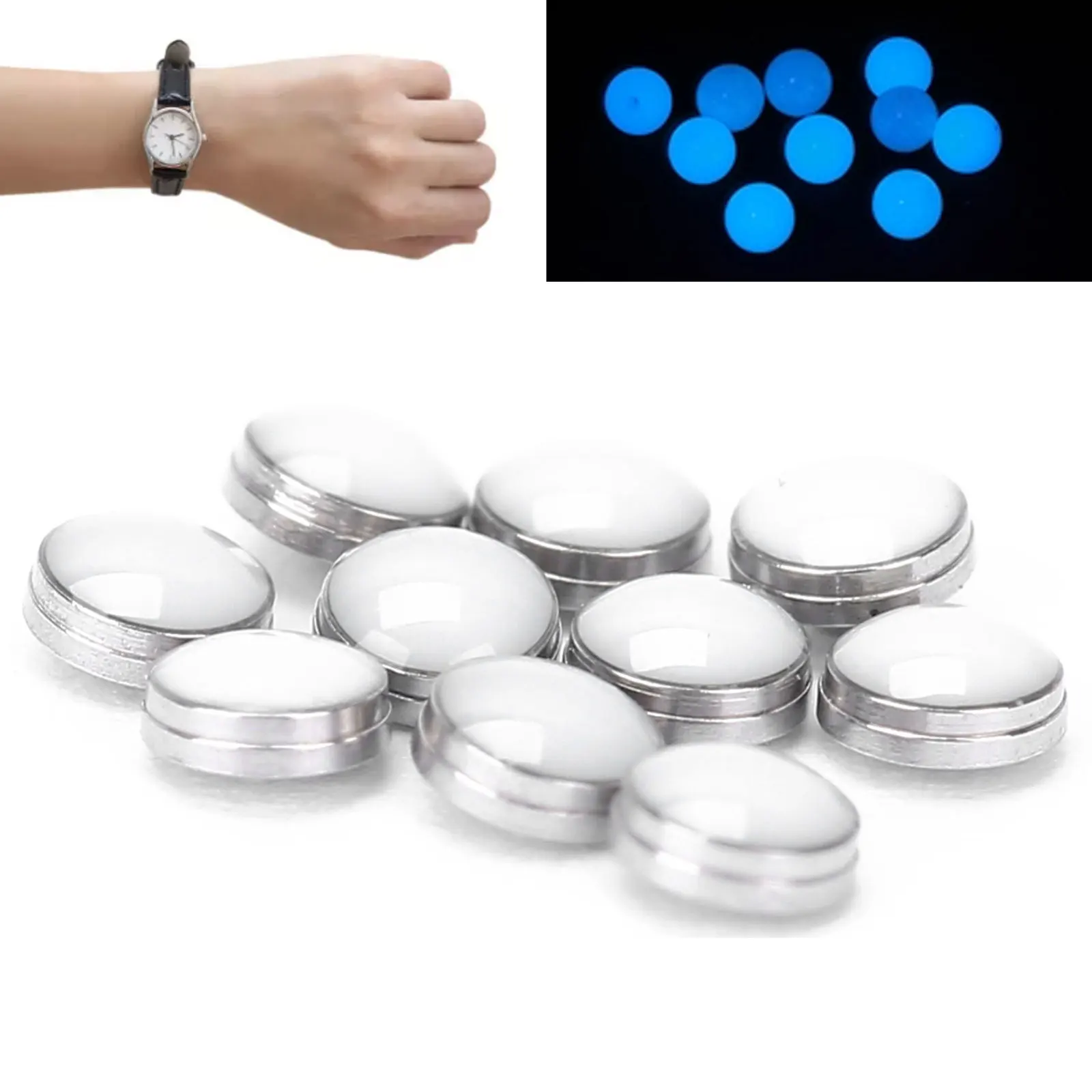 10Pcs 2mm Green/Blue Luminous Bezel Dots for Watch Dial, Glow in Dark Night Decoration Markers for Watchmaker