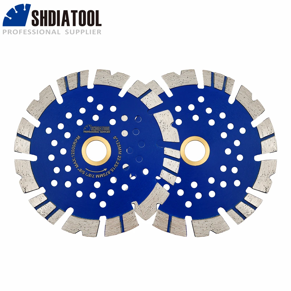 

SHDIATOOL Dia125MM Diamond Segmented Saw Blade 2Pcs Cutting Disc With Multi Hole Granite Concrete Masonry Brick 5Inch Disc Plate