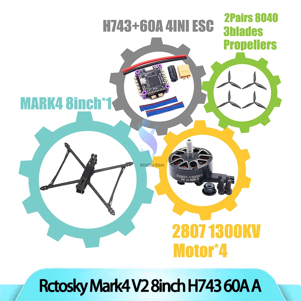 

B-CUBE Mark4 V2 8inch 9inch 10inch H743 Flight Control 60A 4Ini Esc Rack Drone FPV Carbon Fiber PV Racing Quadcopter Freestyle