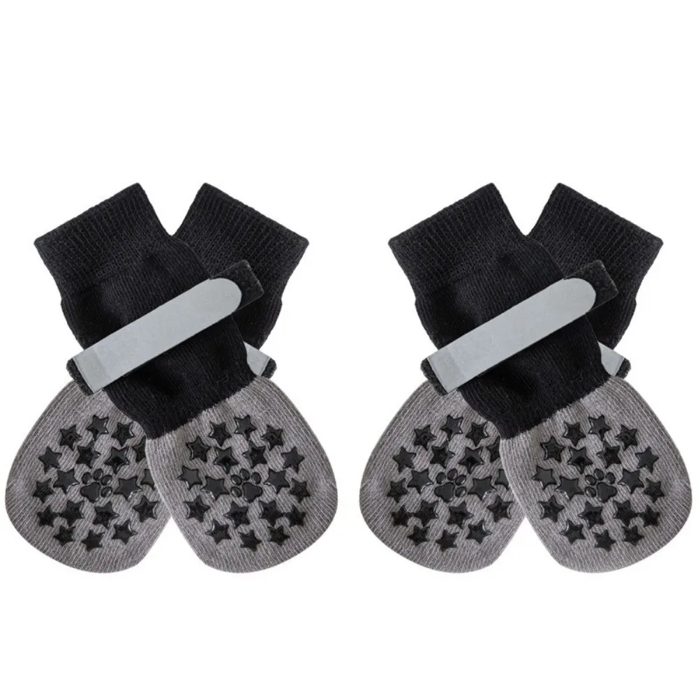 4pcs Anti-Slip Dog Socks Strong Grip Anti-Scratch Pets Knitted Socks Anti-licking Highly Elastic Paw Protection Socks Indoor