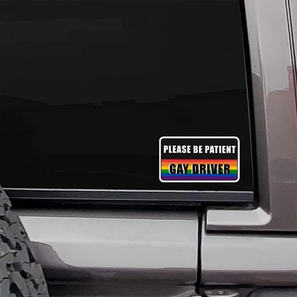 2pcs 4 X 2.25inch Please Be Patient Gay Driver Cute Fun Sticker for Car
