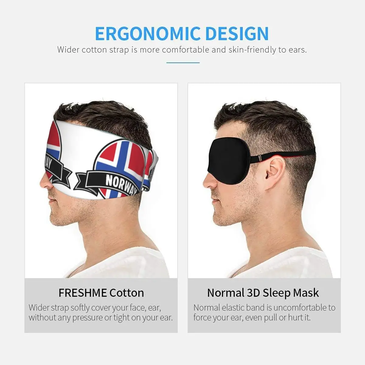 Norway Flag sleep eye mask Light Blocking Portable Eye Cover for Girls Boys Office Nap Party Gift Eyeshade eyepatch view 5