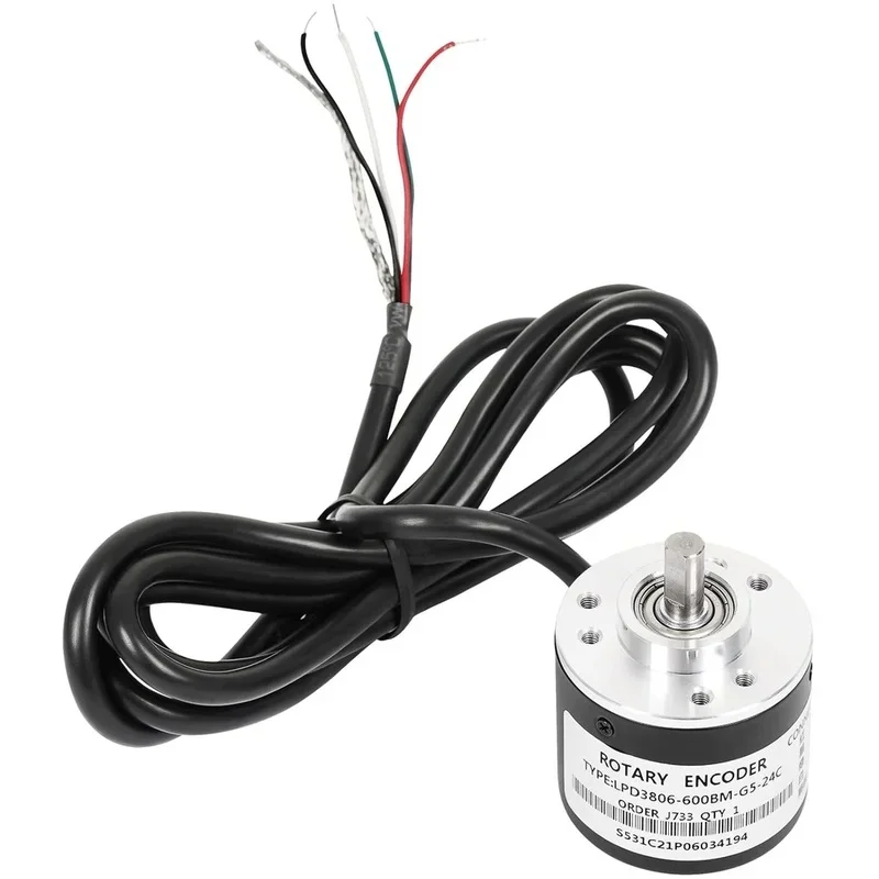 For LPD3806-600BM-G5-24C, Incremental Optical Rotary Encoder for 600P/R Wide Voltage Power Supply DC 5-24V Quadrature