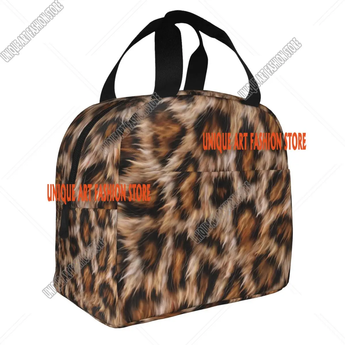 Custom Leopard Print Fur Spots Resuable Lunch Boxes for Women Leakproof Leopard Skin Cooler Thermal Food Insulated Lunch Bag