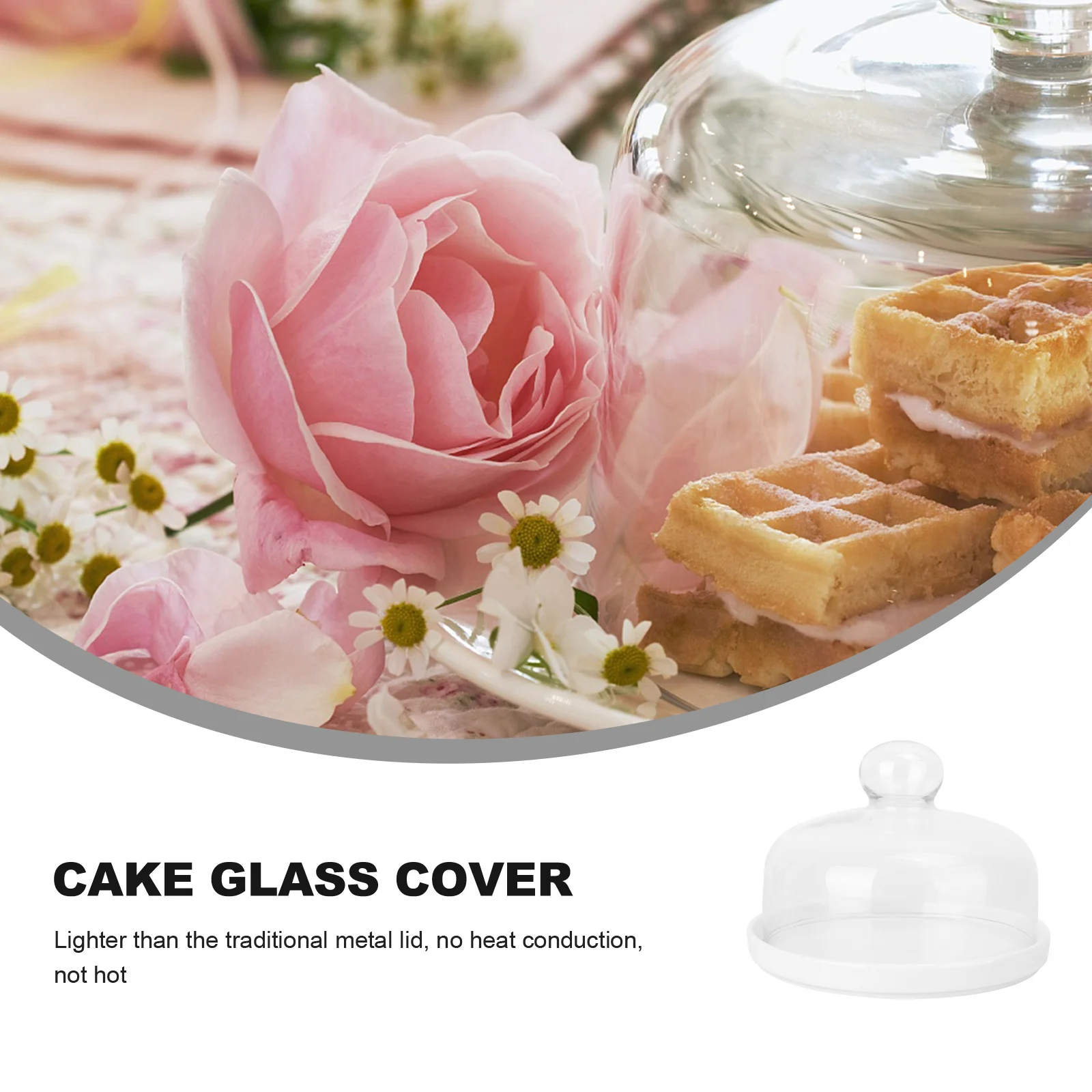 

1Set White Round Cake Tray Transparent Cover Food Grade Materials Lightweight Not Easy to Sag Cake Glass Cover