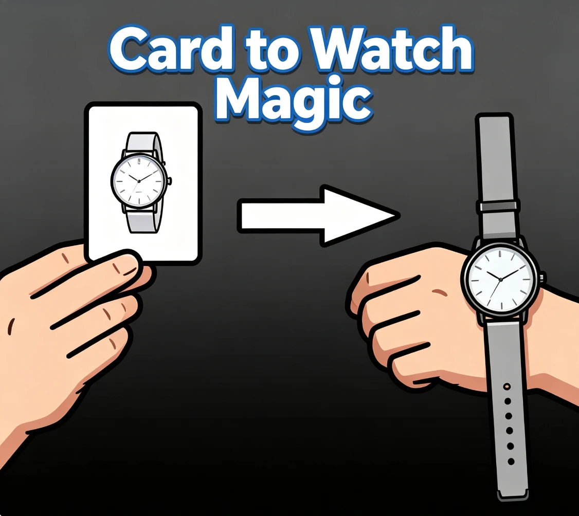 Card to Watch Magic Trick Playing Cards Transform into Wrist Watch Visual Illusion Street Stage Magic Gimmick Prop Magician