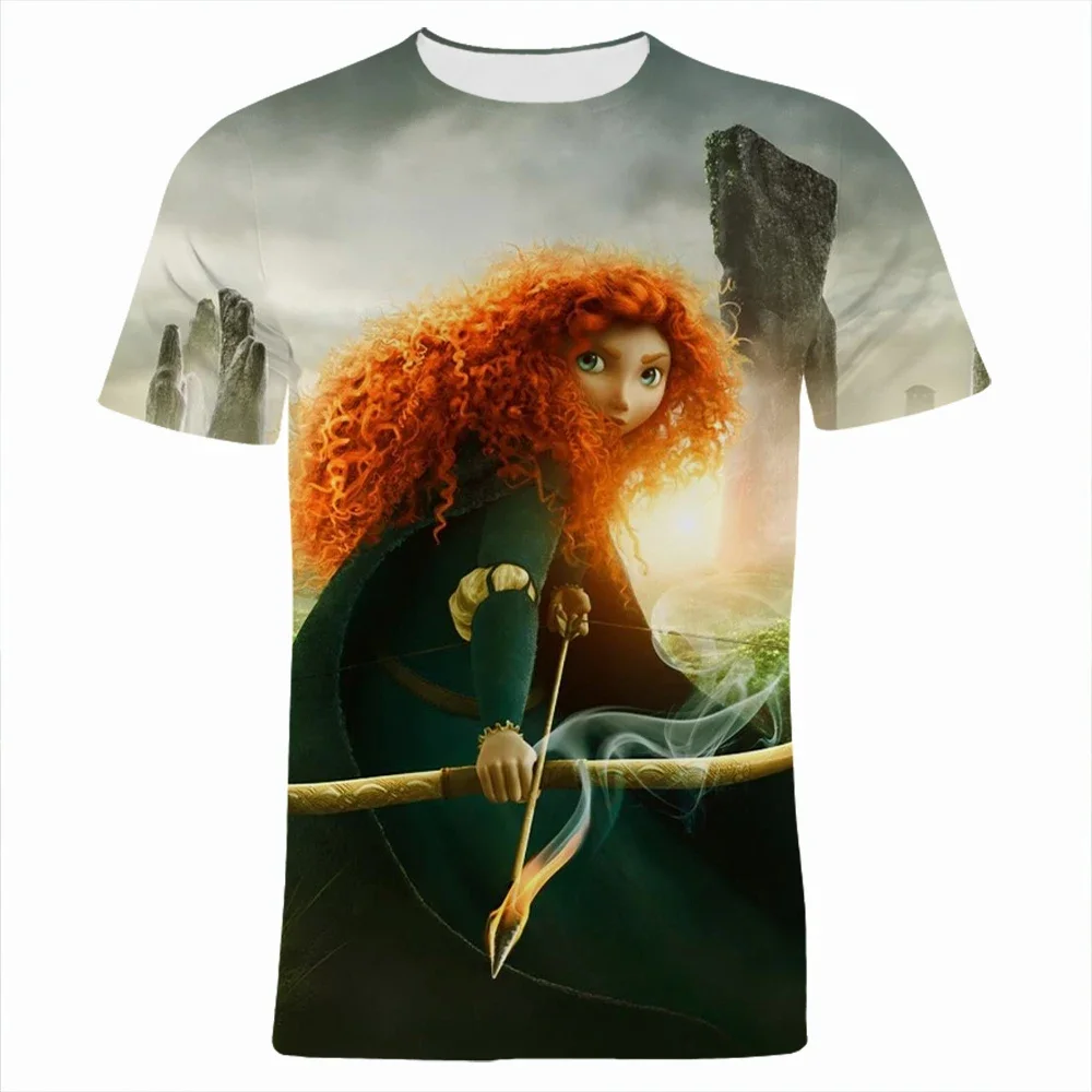 

2024 Summer Disney Movie Brave 3d Print Boy Girl Kids T Shirt Summer Fashion Clothes Men Women Tee Shirts