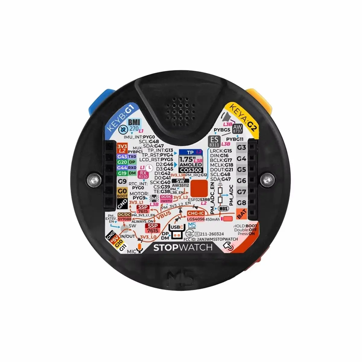 DT85 HOT StopWatch - Dev Board Portable AMOLED 2.4GHz Wi-Fi Circular Touch Development Board for Interactive Scenarios