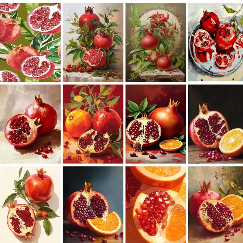 

GATYZTORY Oil Painting By Numbers Frame Canvas Painting Pomegranate Number Painting Wall Decor Diy Gift Drawing By Number For Ad