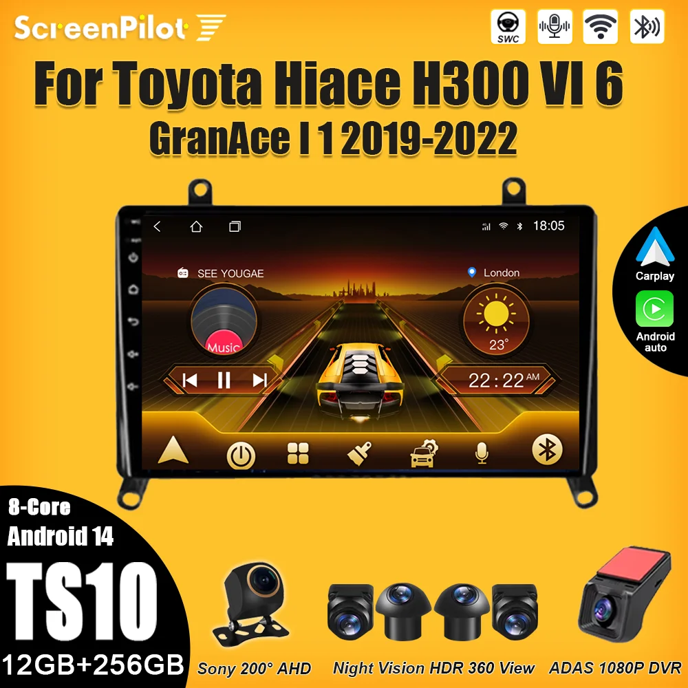 

Android 15 For Toyota Hiace H300 VI 6 GranAce I 1 2019 2020 2021 2022 Multimedia Video Player Carplay Touch Screen RDS Wifi