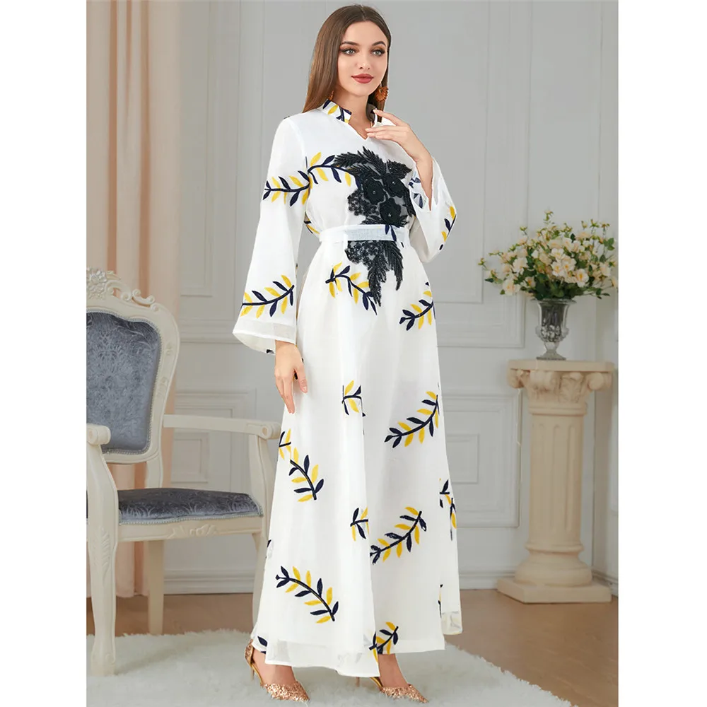 Marokkaanse Kaftan Geborduurde Jalabiya Moslim Vrouwen Maxi Jurk Dubai Abaya Islamitische Kleding Party Gown Eid Ramadan Caftan Vestidos