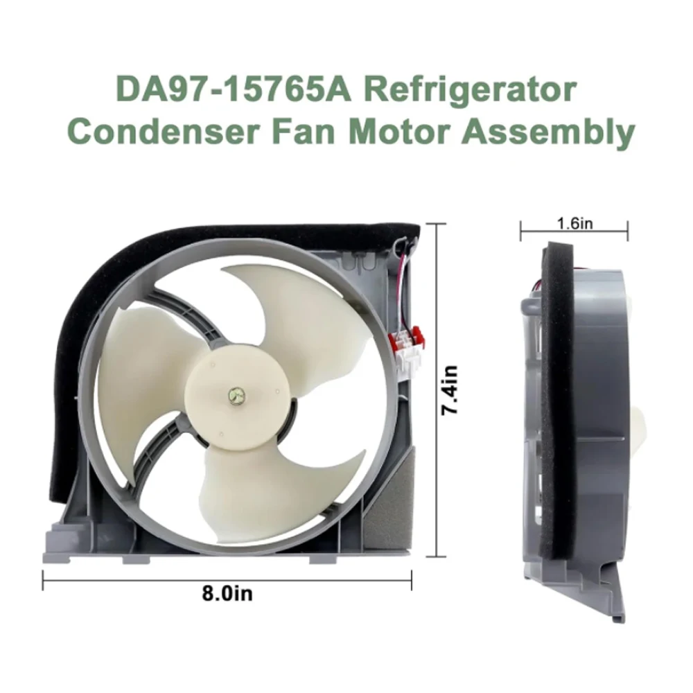 DA97-15765A DA31-00340A Refrigerator Condenser Fan Motor Assembly Compatible with Samsung DA97-12842A DA97-12842D DA97-15765C