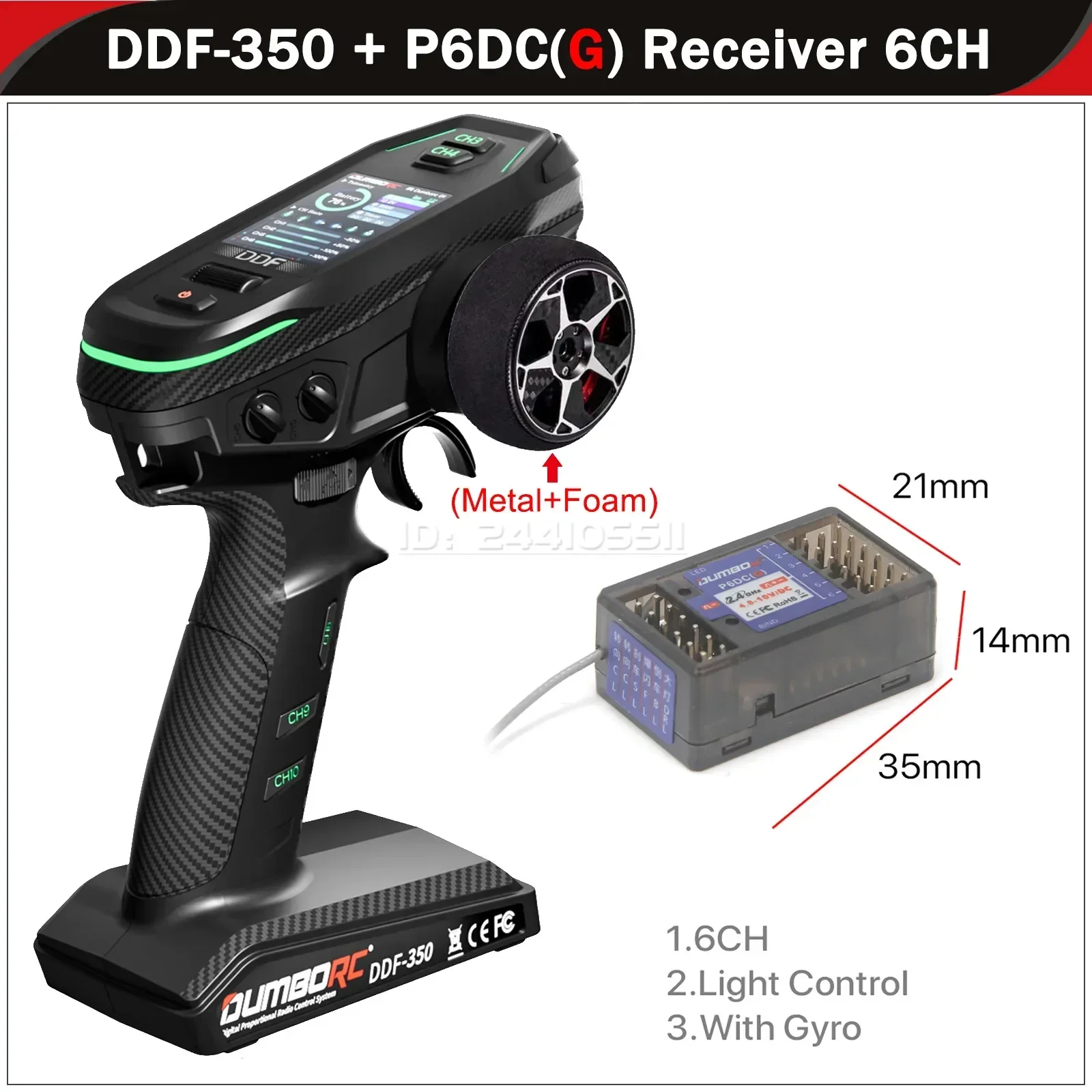 DUMBORC DDF-350 10CH RC Afstandsbediening 2.4G Digitale Radio Zender Gyro Ontvanger voor Drift Auto Tank Boot Robot Speelgoed Wltoy