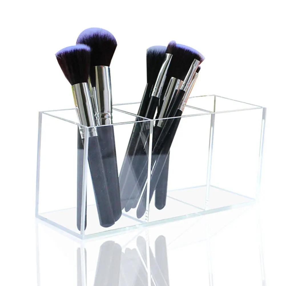 Acrylic Pen Holder 2 Piece Desktop Organizer Space Saving Storage for Stationery Makeup Brushes Desk