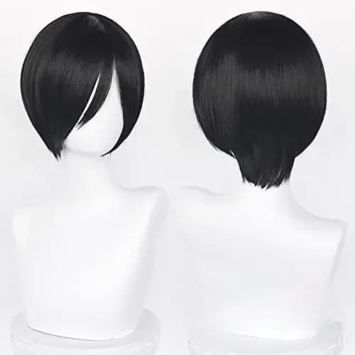 WHIMSICAL W Anime Ada Wong Cosplay Wig Women 32cm Black Short Hair Heat Resistant Synthetic Wigs Halloween Carnival Wigs