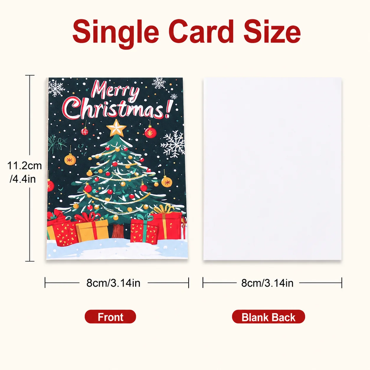 10PCS Christmas Tree Greeting Cards Set 5 Unique Pattrn Designs Blank Back Vibrant Printed Holiday Card Pack Gift For Friends