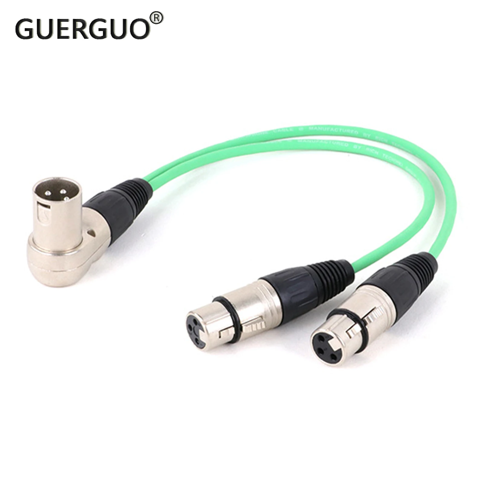 

3PIN Two Straight XLR Female to 3PIN Right Angle One XLR Male Y Splitter Audio Adapter Cable for Microphone 0.2M 0.3M 0.5M 1PC