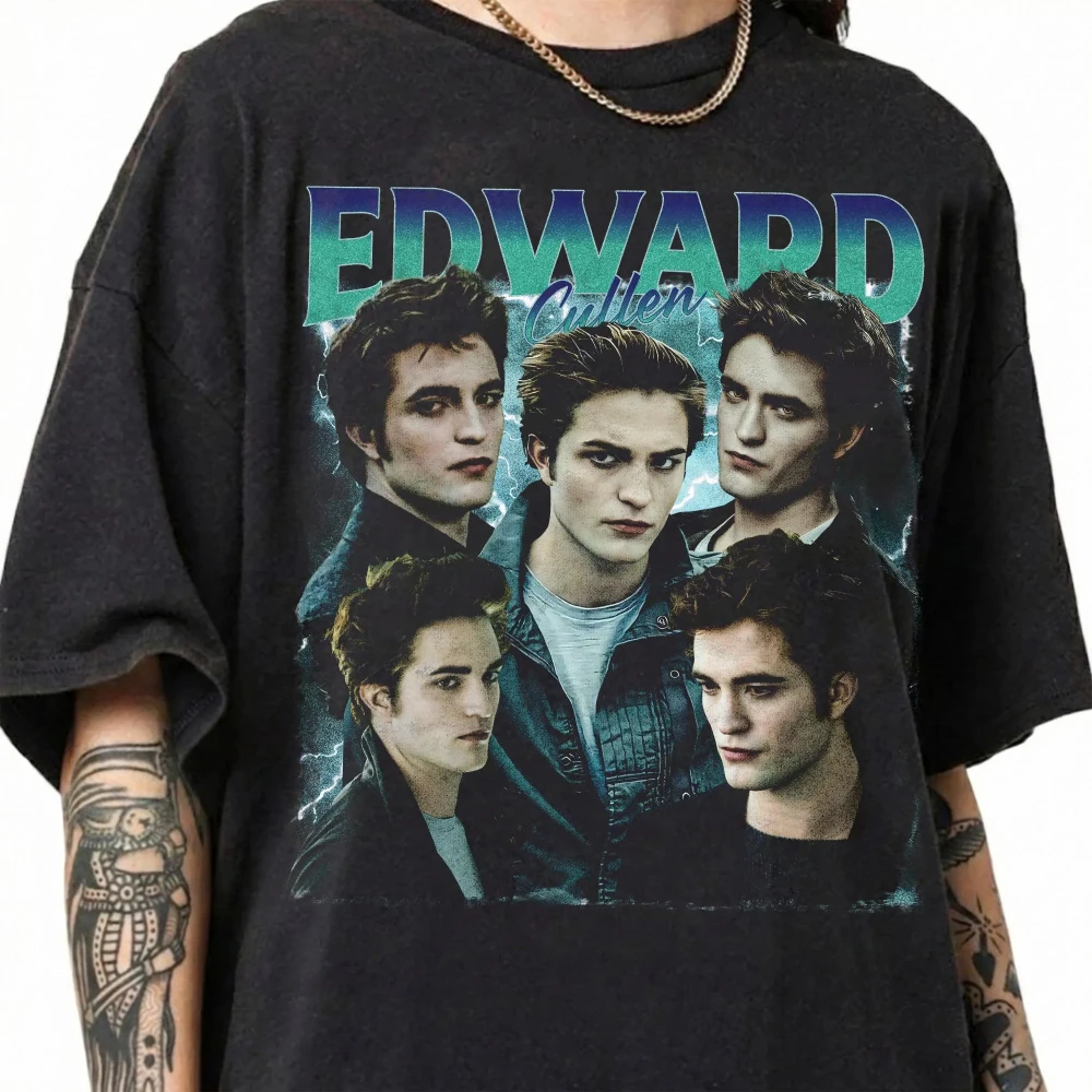 Vintage 90s Edward Cullen Shirt Vampire Movie Tee Robert Pattinson Shirt Gift for Her Women's T-shirts for Summer