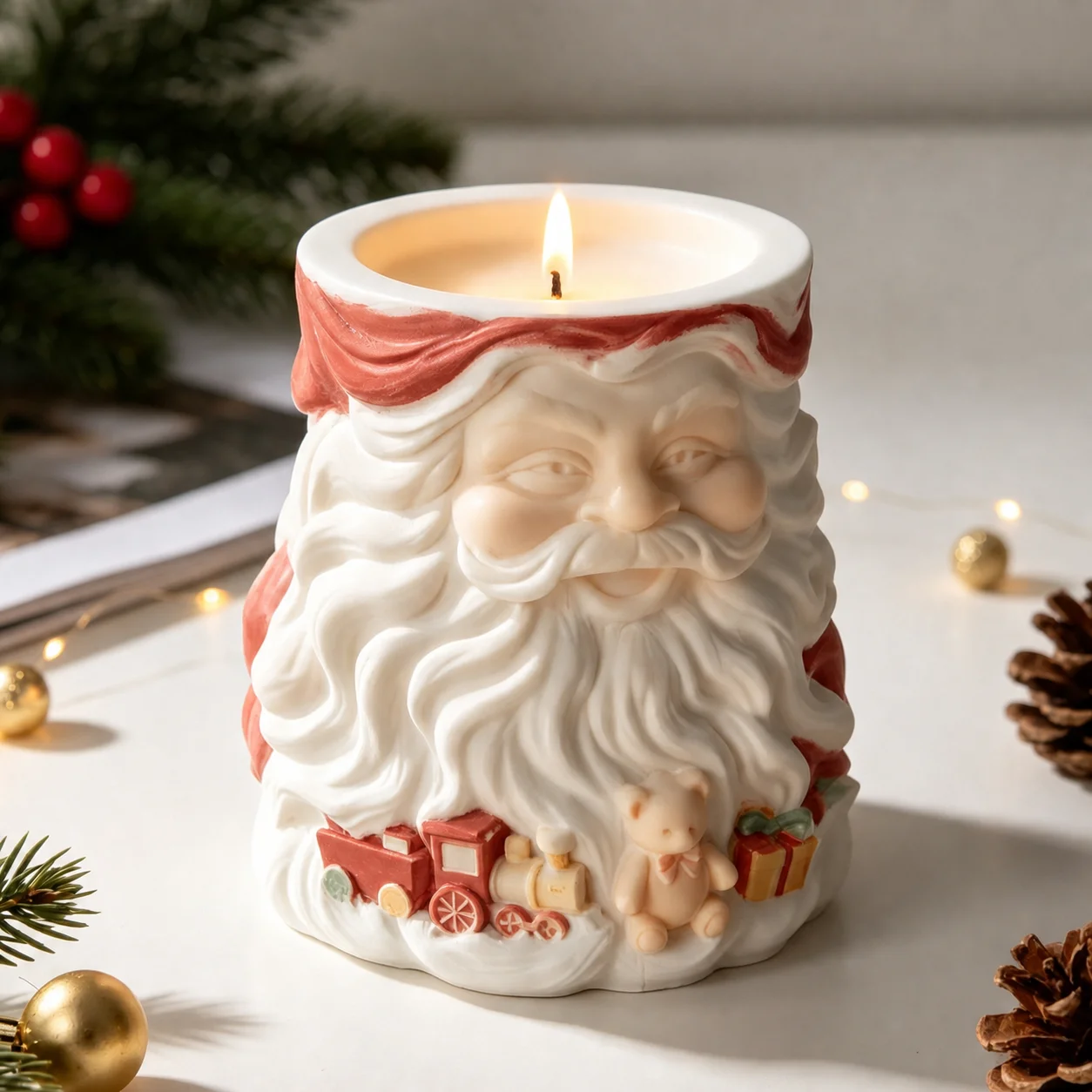 Handmade Candle Container Mold Christmas Themed Christmas Candle Mold Silicone Candle Making Mold Detailed For Commercial Gypsum