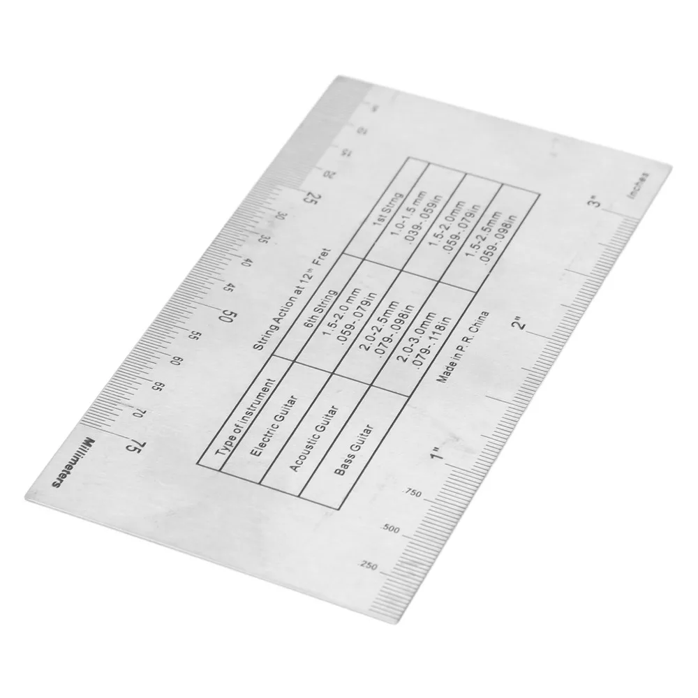 Metal Guitar String Action Ruler Small Pocket Size Accurate Measurement Accurate Measurement Tool Silver Ruler