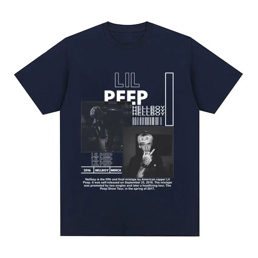 Oversized Tee Shirt Streetwear Rapper Lil Peep T-Shirt Hellboy Crybaby Hip Hop Rap Graphic T-Shirts Summer Men's Women Aesthetic