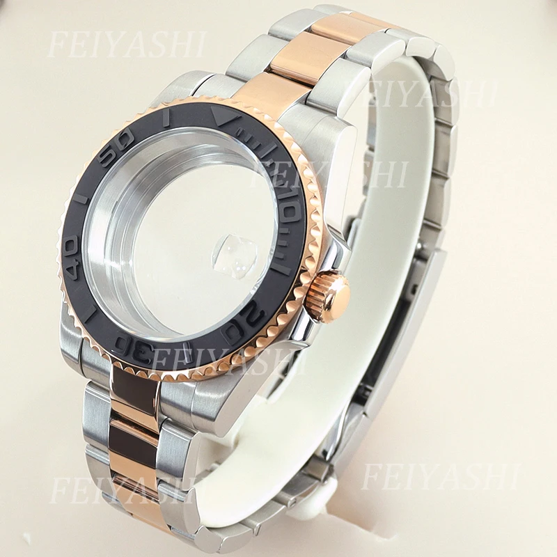 40mm Two-Tone Rose Watch Case Strap Parts Sapphire Glass For Seiko NH35 NH36 NH38 NH34 Miyota 8215 ETA 2824 Movement 28.5mm Dial