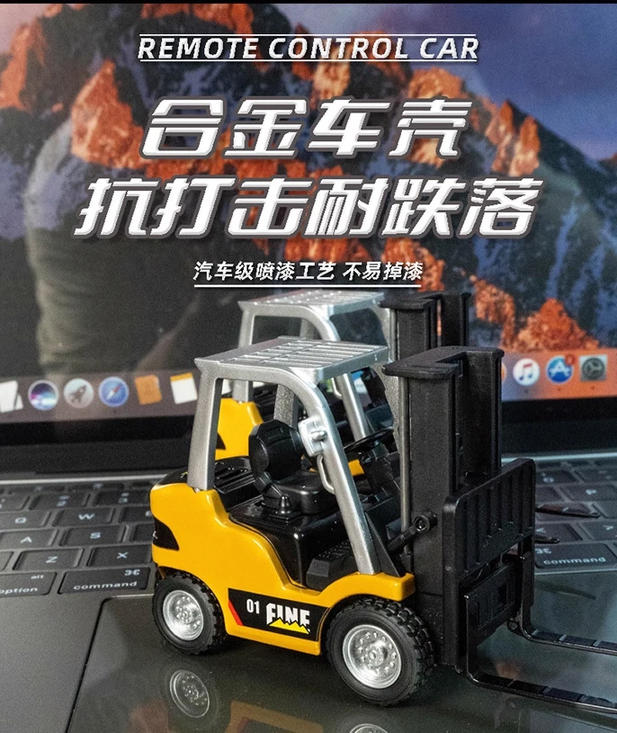 1/64 RC شاحنة رافعة شوكية مع خطاف البضائع والشوك والبليت 2.4G التحكم عن بعد رافعة شوكية لعبة الرافعات مع مقطورة للبالغين الصبي هدية