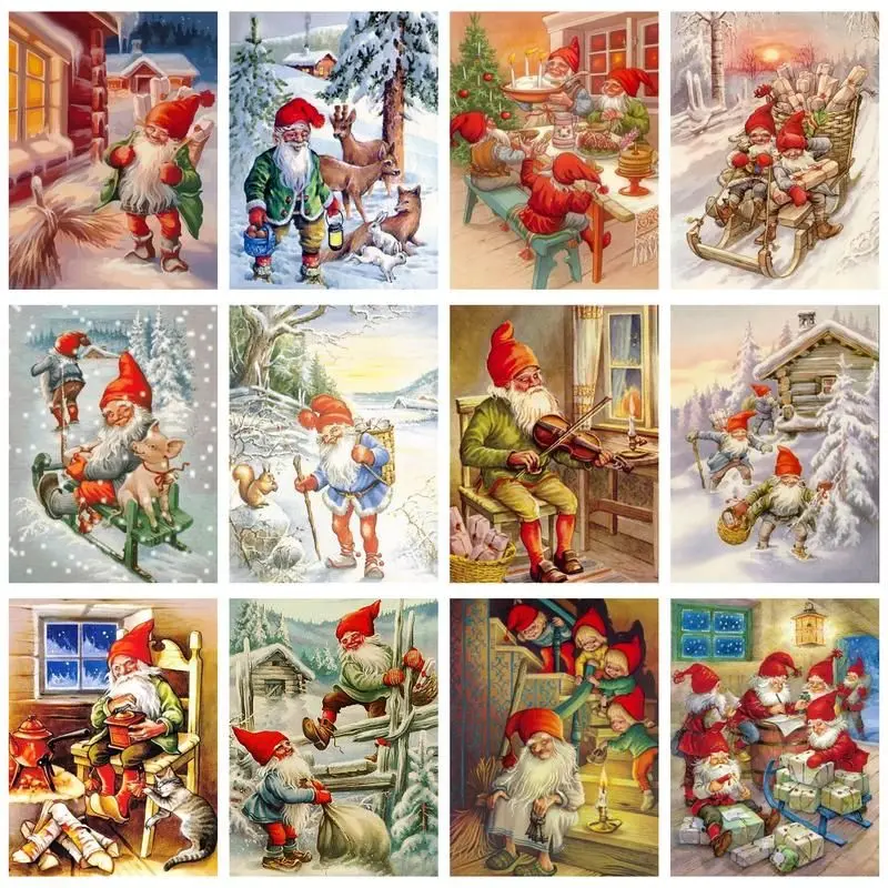 

CHENISTORY Diamond Painting Santa Claus Full Square Round Diamond Embroidery Christmas Rhinestone Picture Home Decoration Gift