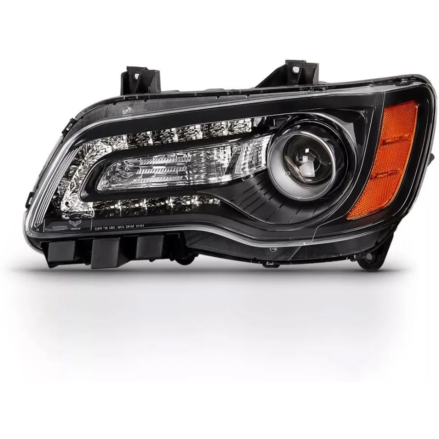 مجموعة المصابيح الأمامية لـ 20112023 كرايسلر 300 300C مع مصابيح أمامية لجهاز عرض هالوجين DRL LED بديلة للسائق والركاب