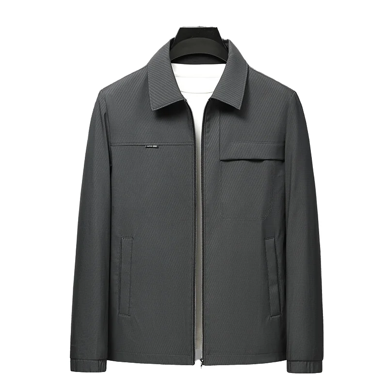 

Мужская деловая повседневная куртка, однотонная повседневная верхняя одежда с откидным воротником на весну и лето, удобный универсальный мужской топ